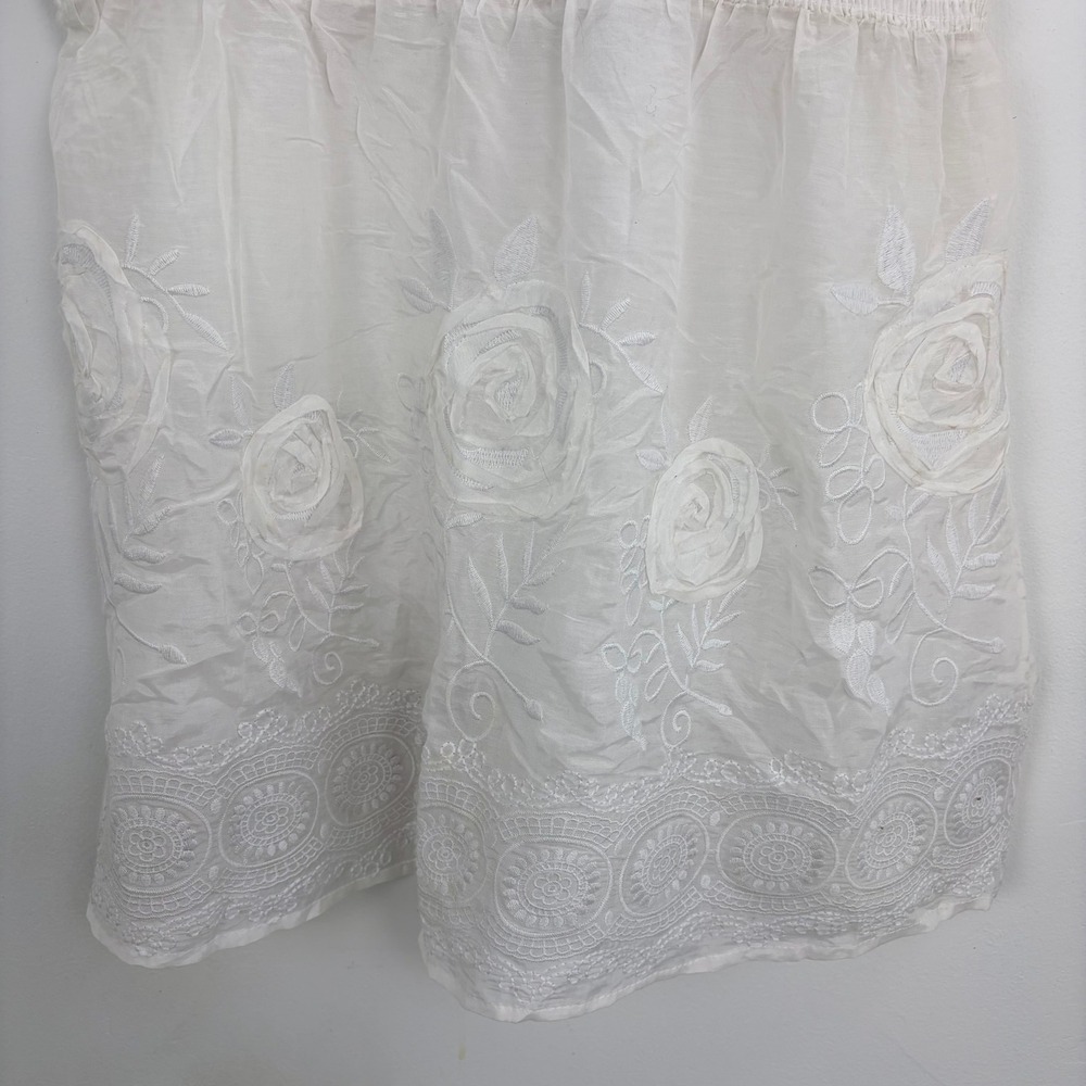 Y2K Forever 21 Babydoll Top White Embroidered Floral Camisole Romantic Large - Picture 3 of 12